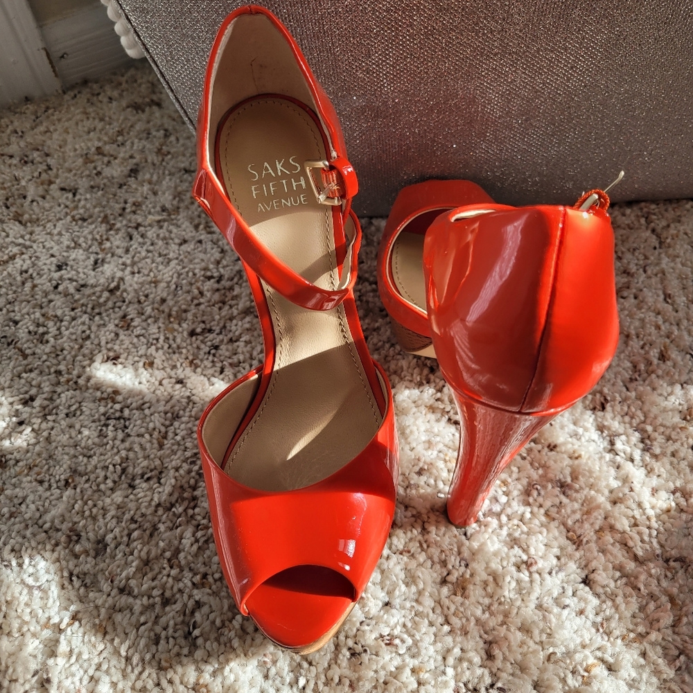 Orange 4inch platform Peep to Maryjanes
